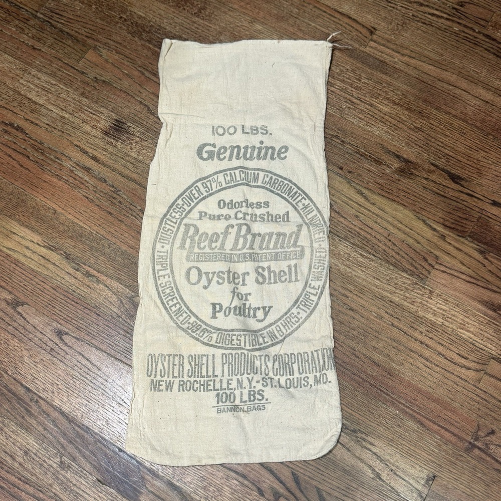 Vintage Reef Brand Oyster Shell Burlap Sack